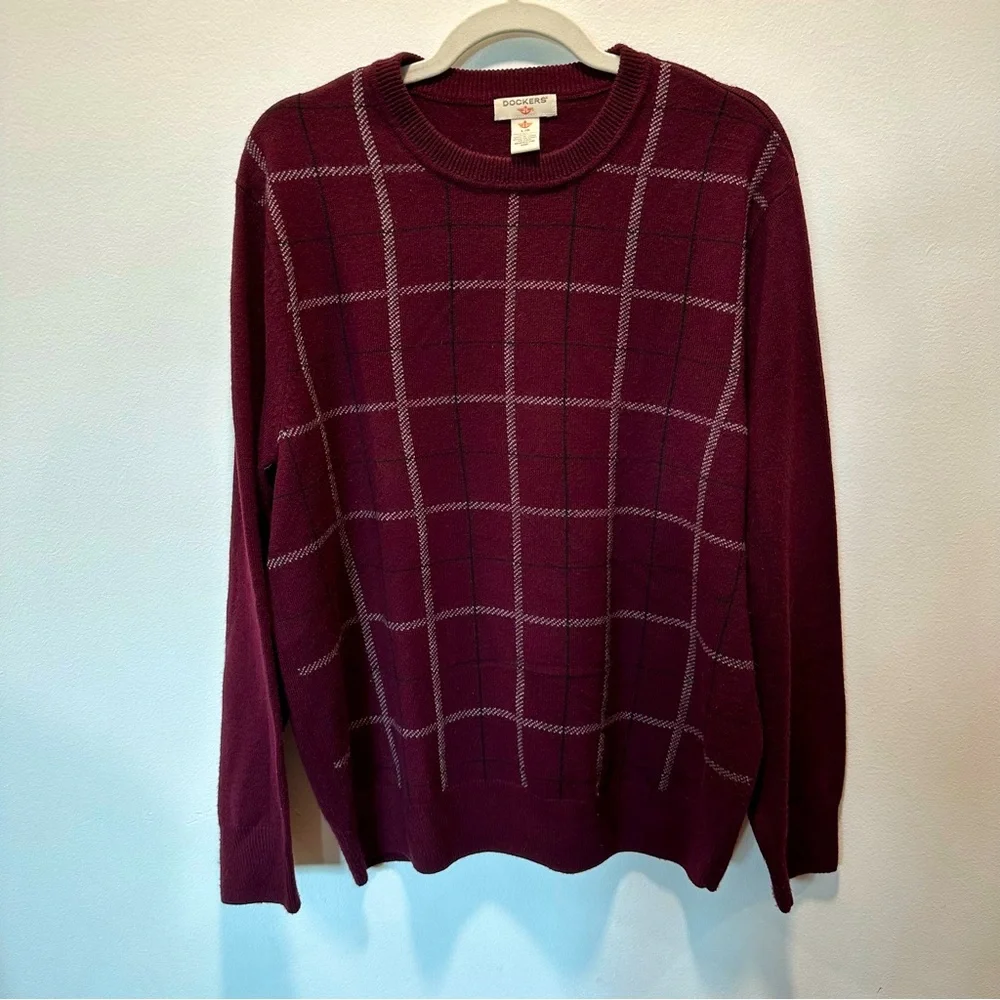 Dockers Men’s Size Large Comfort Touch Easy Care Burgundy Pullover Sweater - Picture 1 of 10